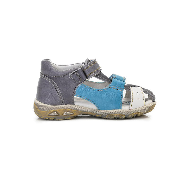 Sandale Baietei, D.D.step, din Piele, cu Scai, Flexibile, Gri, AC290-7003B