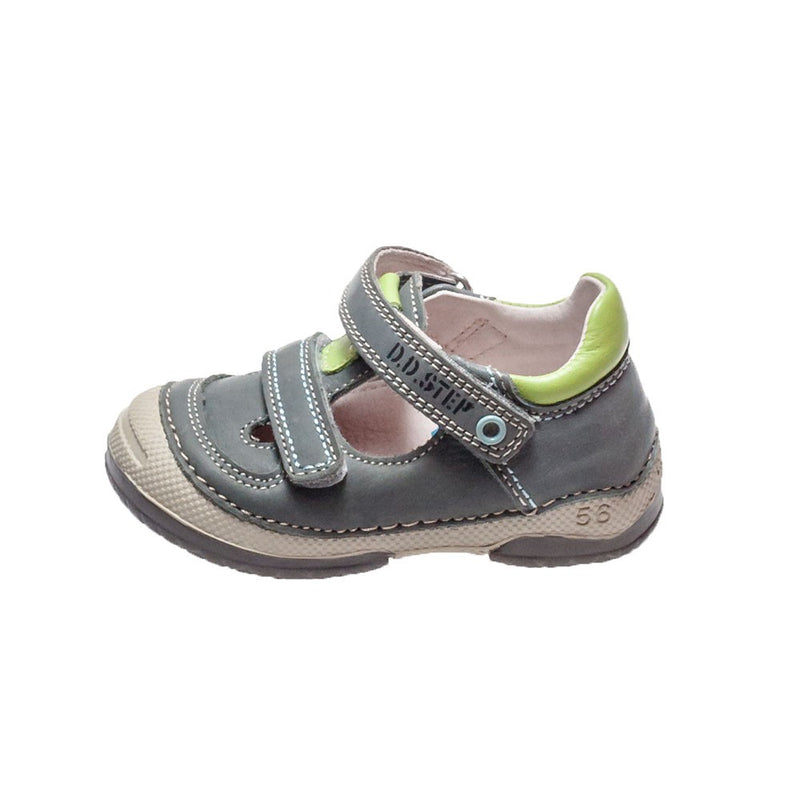 Pantofiori decupati, D.D.step, din piele, gri, 038-204A - 4Kids Romania