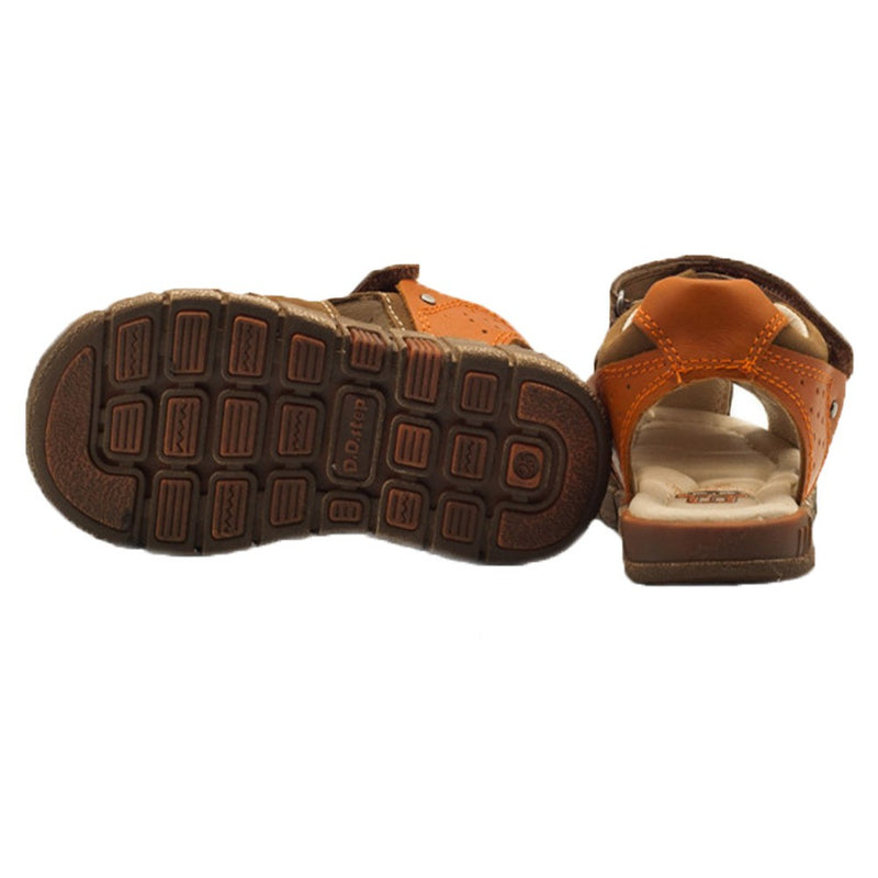 Sandale din piele, D.D.step, deschise spate, maro, A039-32A - 4Kids Romania