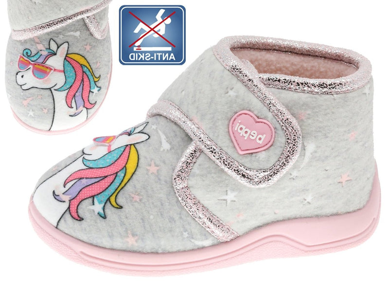 Pantofi interior cu imprimeu unicorn fetite, Beppi, 2187971 - 4Kids Romania