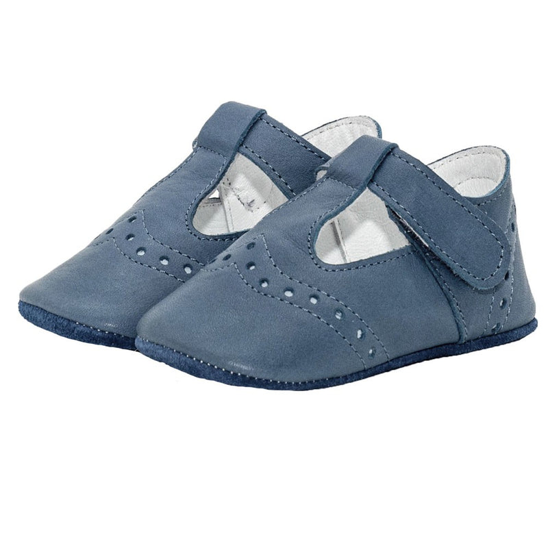 Pantofi decupati pentru bebelusi, Funny Baby, din piele, albastri, 4000 - 4Kids Romania