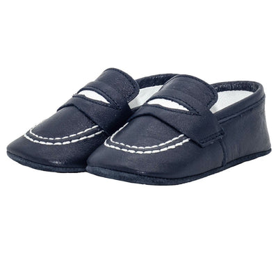 Pantofiori din piele naturala, Funny Baby, bleumarin, 4004 - 4Kids Romania