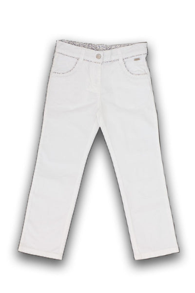 Pantaloni lungi fetite, Bimbalina, albi, 50422-1 - 4Kids Romania