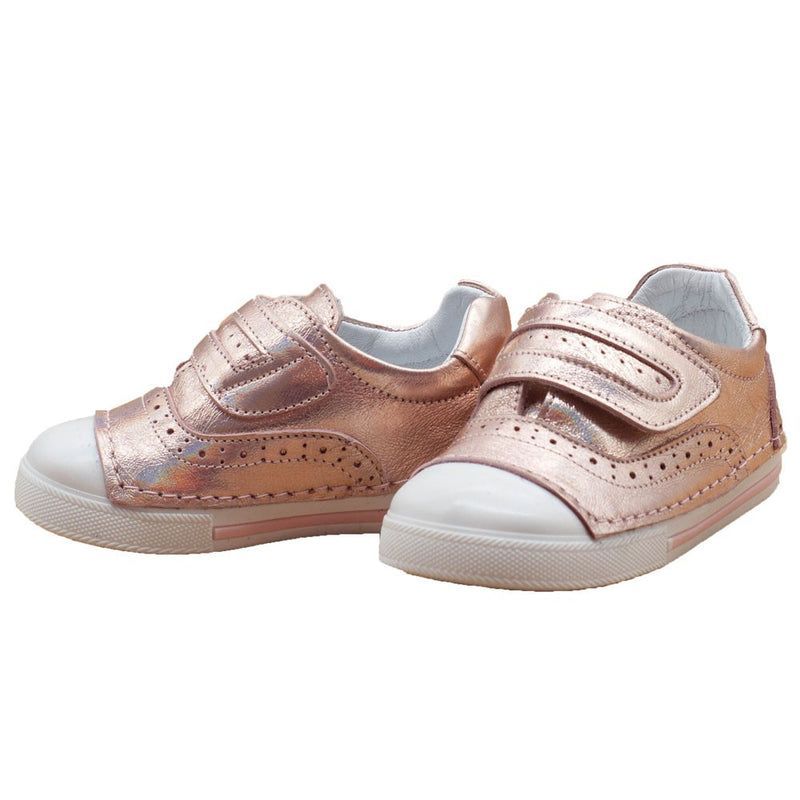 Pantofiori stil tenisi, 4Kids, cu scai, roz metalizat, 052 - 4Kids Romania
