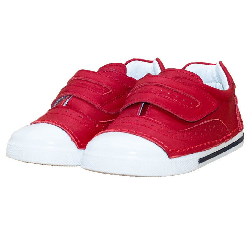 Pantofiori stil tenisi, 4Kids, cu scai, rosii, 052 - 4Kids Romania