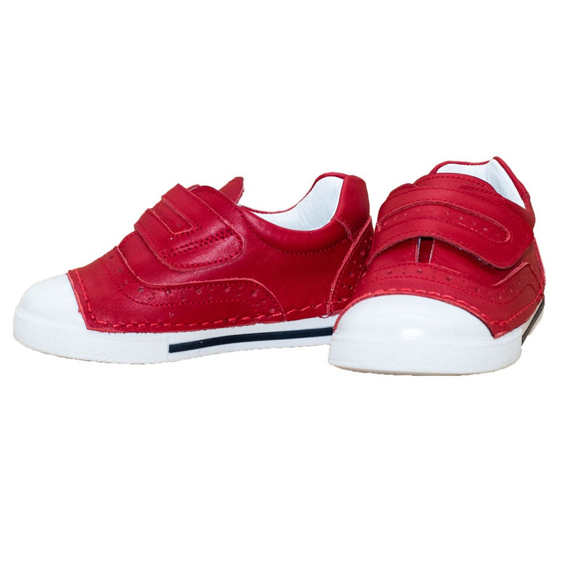 Pantofiori stil tenisi, 4Kids, cu scai, rosii, 052 - 4Kids Romania