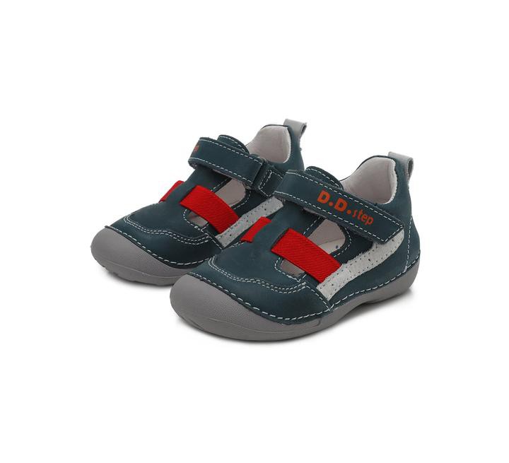 Pantofiori cu scai decupati, D.D.step, din piele, bleumarin, 015-202A - 4Kids Romania