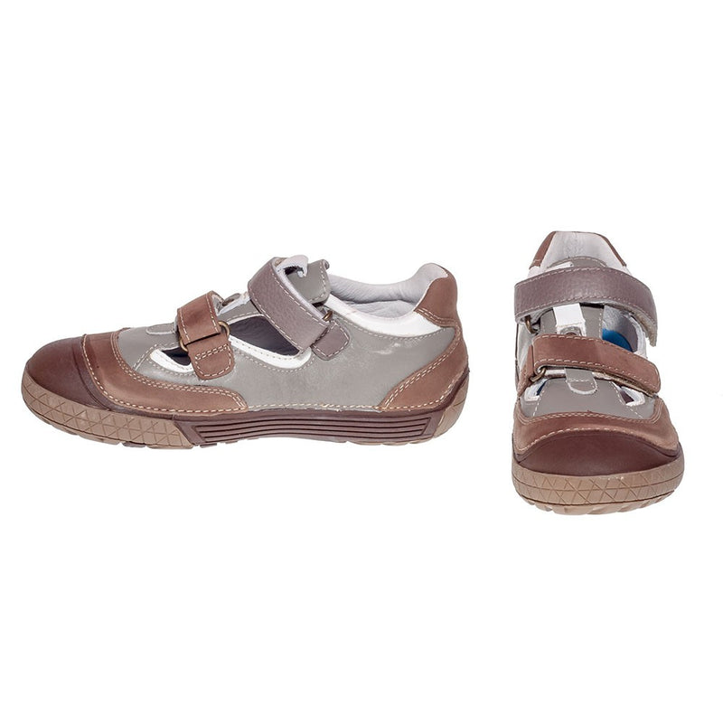 Pantofi baieti, D.D.step, cu scai, maro cu gri, 022-37A - 4Kids Romania
