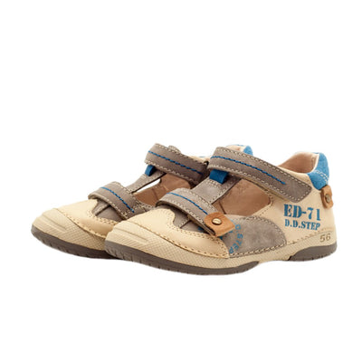 Pantofi baietei, D.D.step, din piele naturala, crem, 038-228A - 4Kids Romania