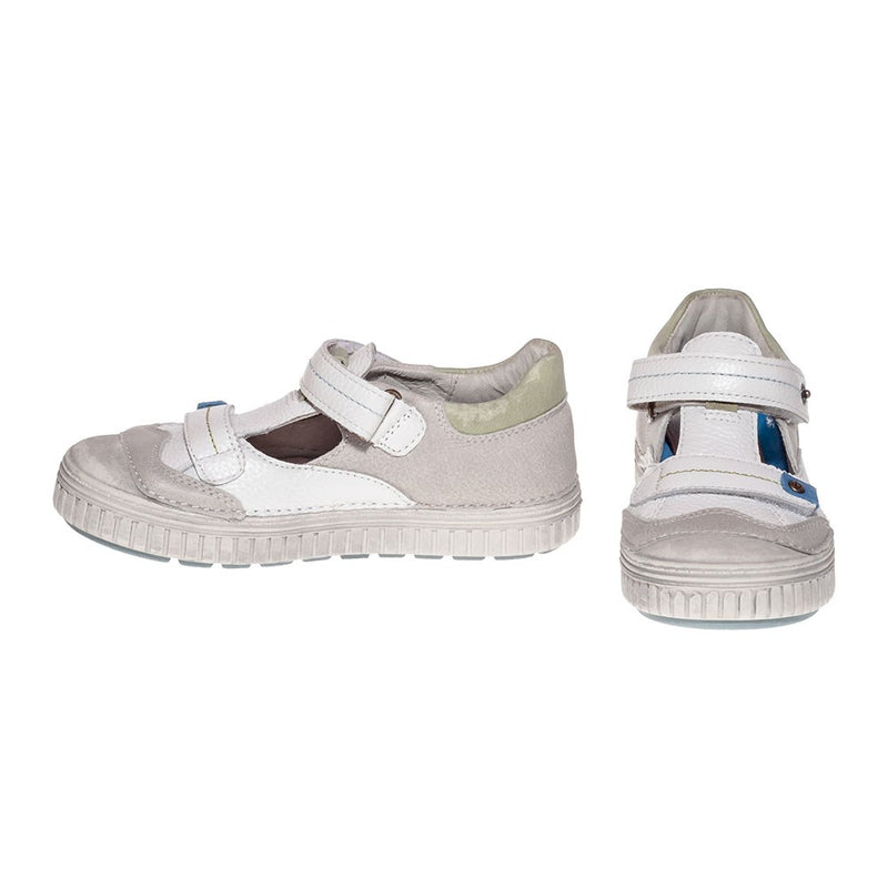 Pantofi din piele copii, D.D.step, decupati, albi, 033-6 - 4Kids Romania