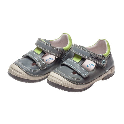 Pantofiori decupati, D.D.step, din piele, gri, 038-204A - 4Kids Romania