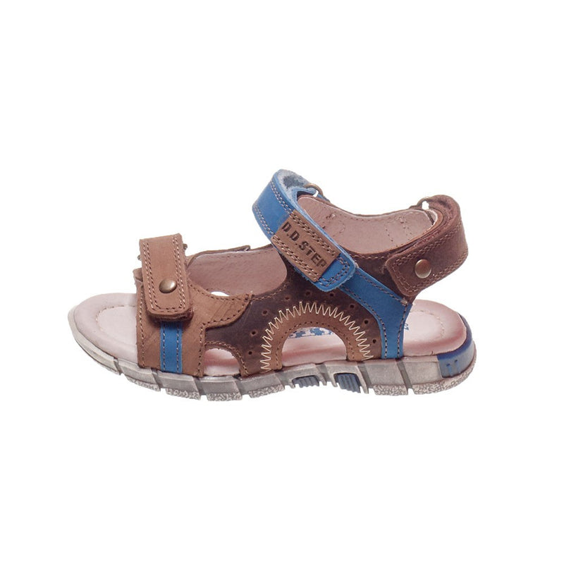 Sandale pentru Baieti, D.D.step, cu Scai, Flexibile, Maro cu Albastru, A039-16A - 4Kids Romania