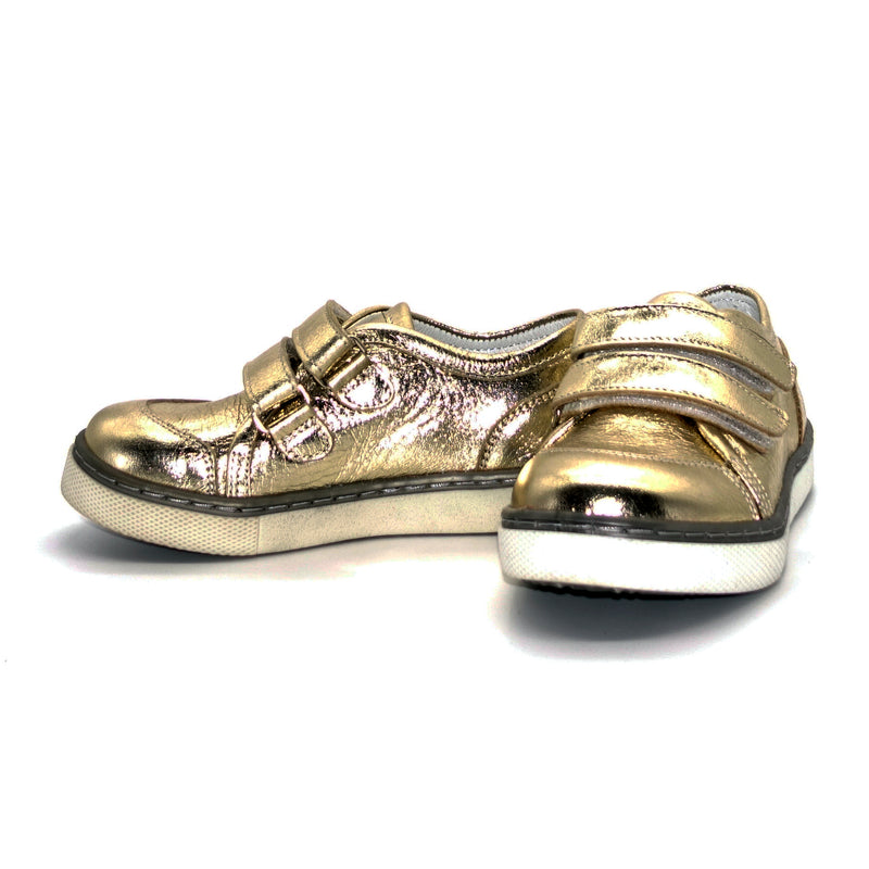 Pantofi fete, 4Kids, din piele, cu scai, aurii, 804AU - 4Kids Romania