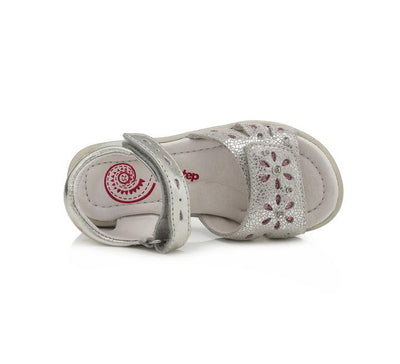 Sandale cu Luminte Fetite, D.D.step, din Piele, Inchidere Scai, Gri, K03-204B - 4Kids Romania