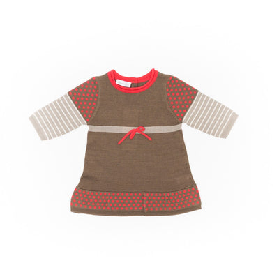 Rochie pulover bebelusi, Bimbalina, cu bulinute, maro, 20616 - 4Kids Romania