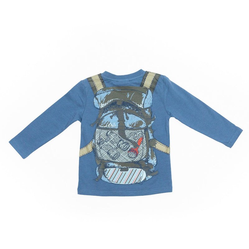 Bluza cu imprimeu ghiozdan, Wooloo, Mooloo, albastra, 16720 - 4Kids Romania