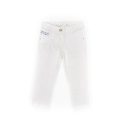 Pantaloni lungi copii, Bimbalina, cu strasuri, albi, 42412-1 - 4Kids Romania