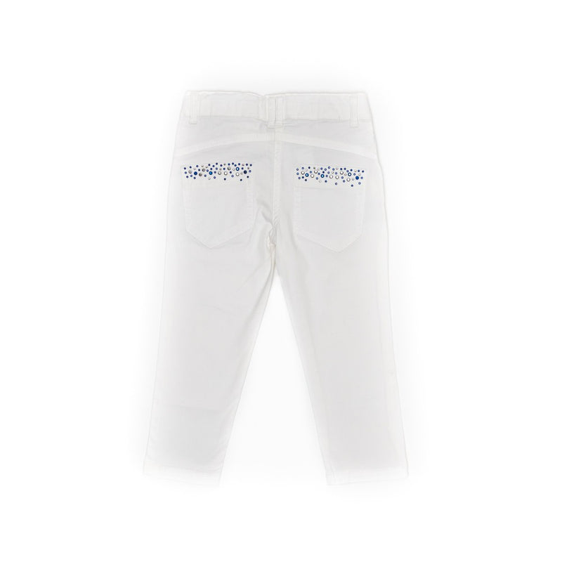 Pantaloni lungi copii, Bimbalina, cu strasuri, albi, 42412-1 - 4Kids Romania