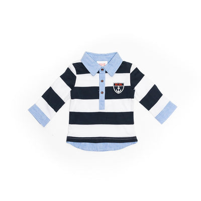 Bluza polo bebelusi, Wooloo Mooloo, in dungi, albastra, 26130-1 - 4Kids Romania