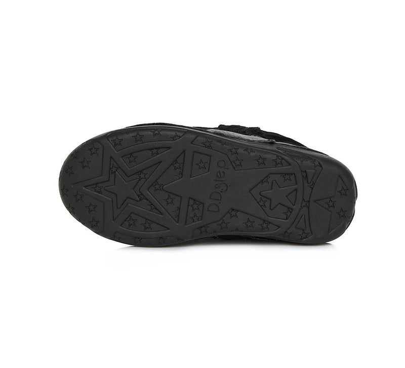 Cizme din piele fete, D.D.step, imblanite, negru, W046-640A - 4Kids Romania